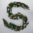 Guirlande Dusia effet neige avec houx et pommes de pin 1,8M 100 branches