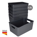 Cesto organizador plástico 3,3L Cinzento - 6 unid. retrátil