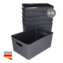 Cesto organizador plástico 5,2L Cinzento - 6 unid. retrátil