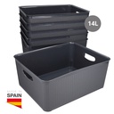 Cesto organizador plástico 14L Cinzento - 6 unid. retrátil