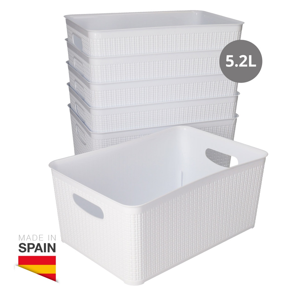 Cesto organizador plástico 5,2L Branco - 6 unid. retrátil
