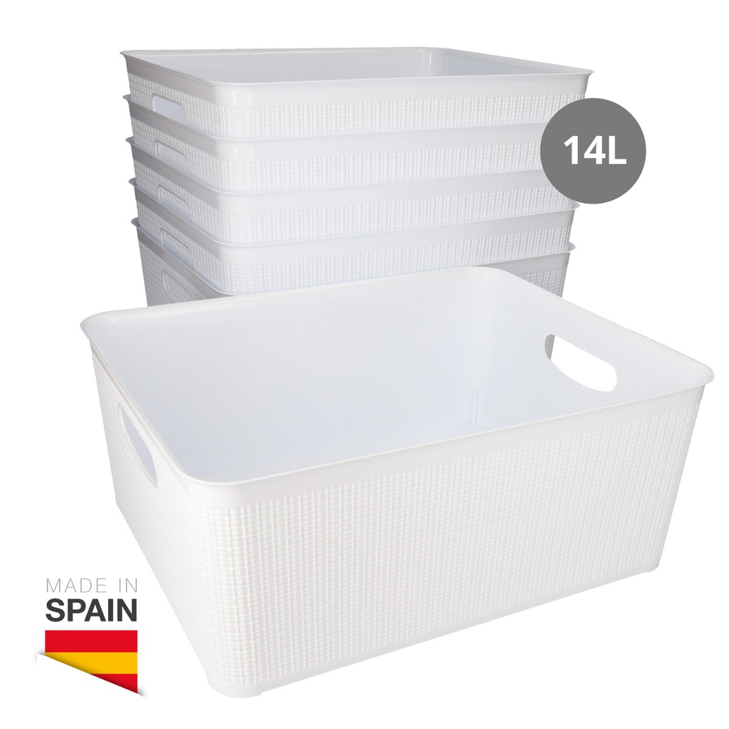Cesto organizador plástico 14L Branco - 6 unid. retrátil
