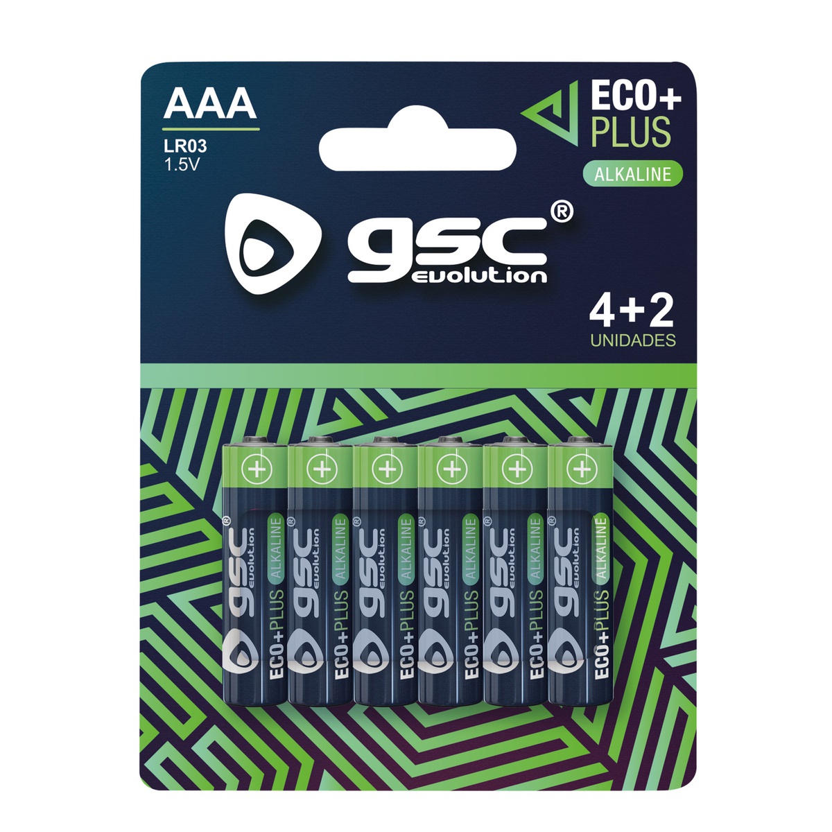 Pilha GSC EcoPlus alcalina LR03 (AAA) Pack 4+2 unid.