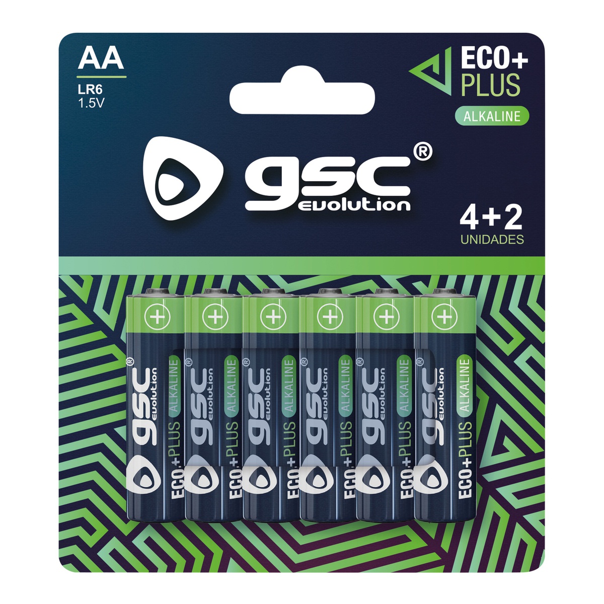 Pilha GSC EcoPlus alcalina LR6 (AA) Pack 4+2 unid.