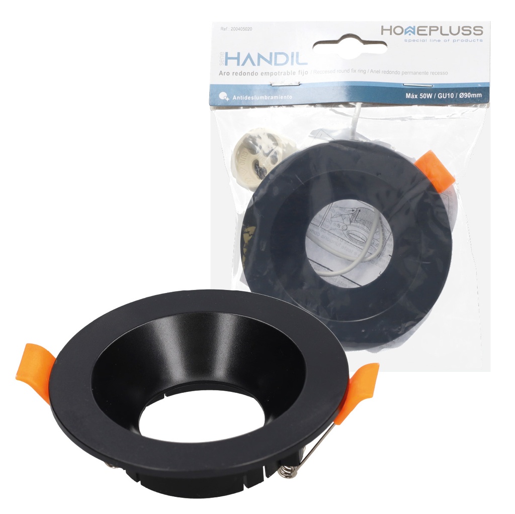 Handil Rounded Recessed Fixed fixture for Dichroich lamps Anti Glare Black