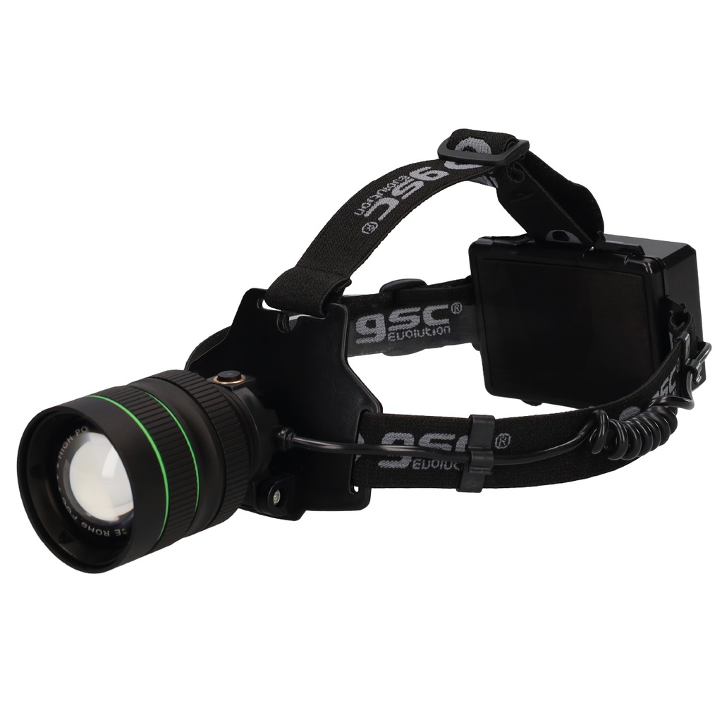 Linterna LED de cabeza con zoom recargable USB 60W + 1,2W