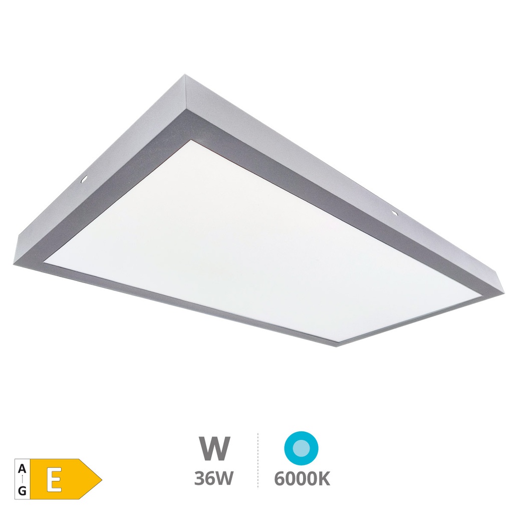 Painel LED de superfície retangular Kisongo 90x30 cm 36W 6000K Níquel