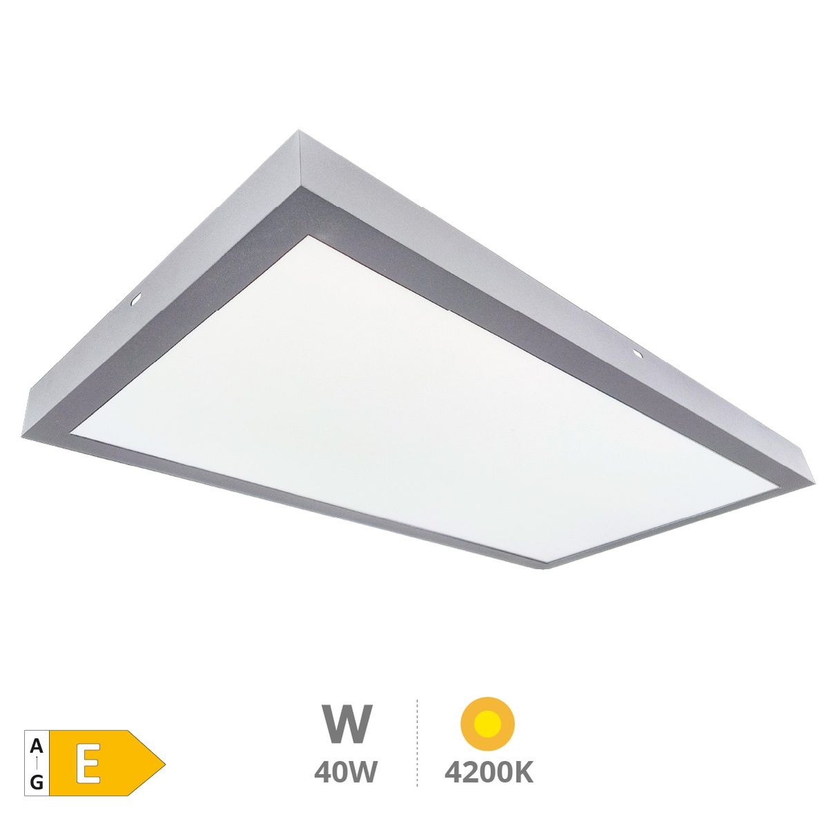 LED surface backlit panel 40W 4200K 120x30cms. Nickel