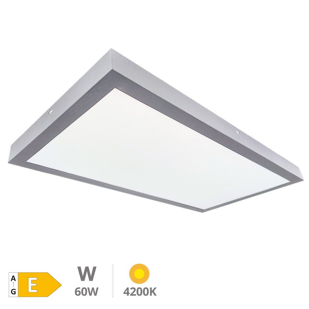 Kisongo LED surface backlit panel 60W 4200K 120x60cms. Nickel