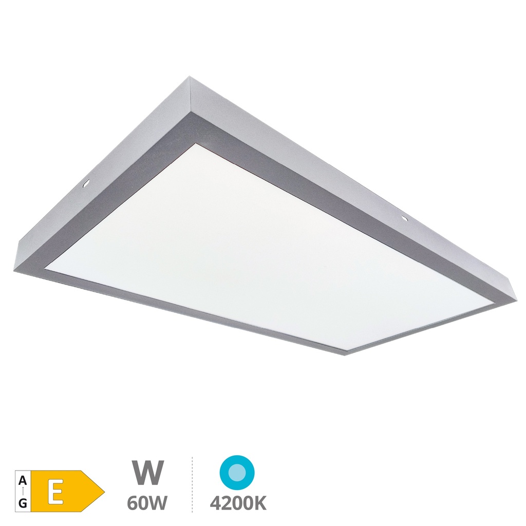 Kisongo LED surface backlit panel 60W 6000K 120x60cms. Nickel