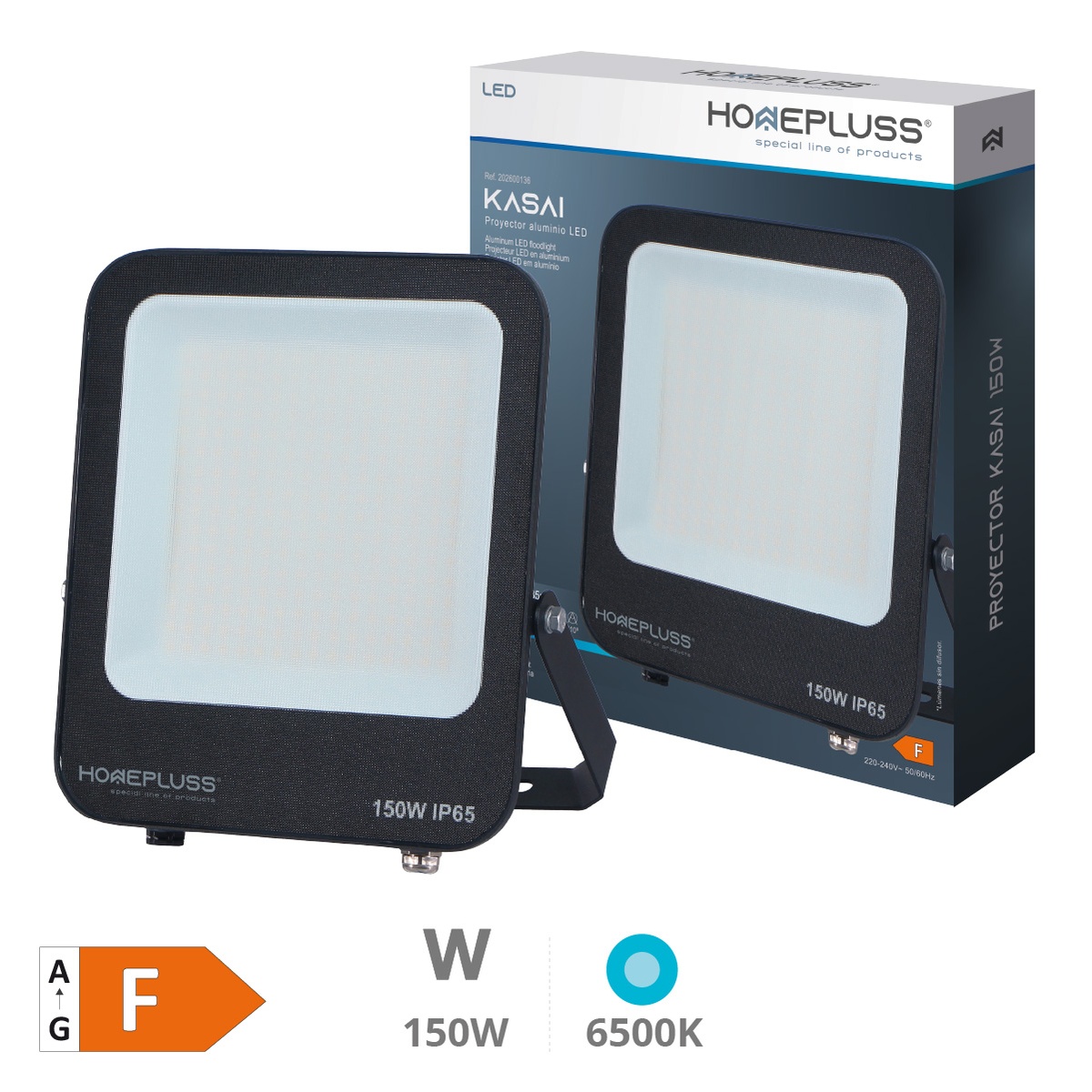 Kasai Vertical aluminum LED floodlight 150W 6500K IP65 Black