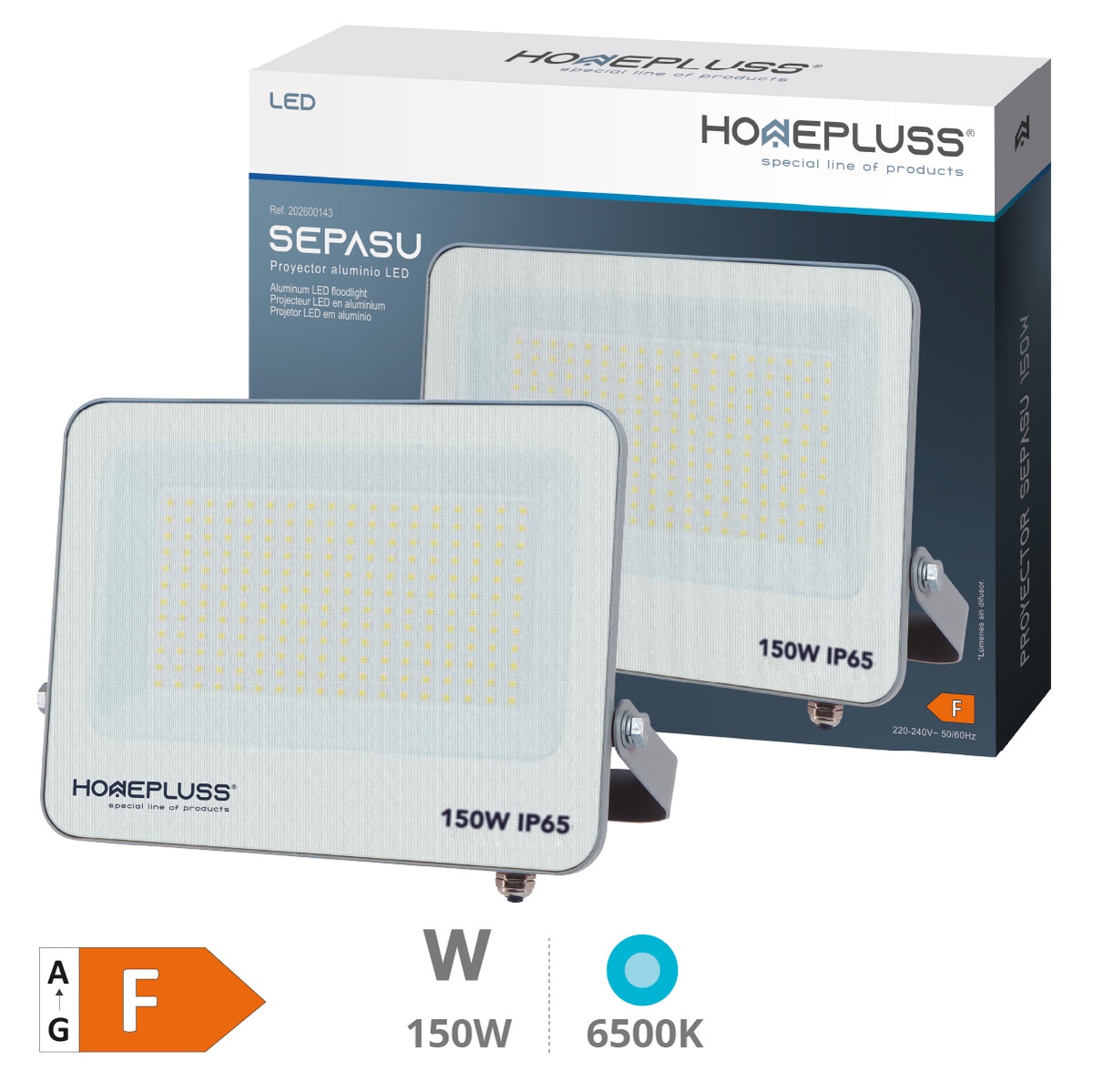 Proyector aluminio LED Sepasu 150W 6500K IP65 Gris