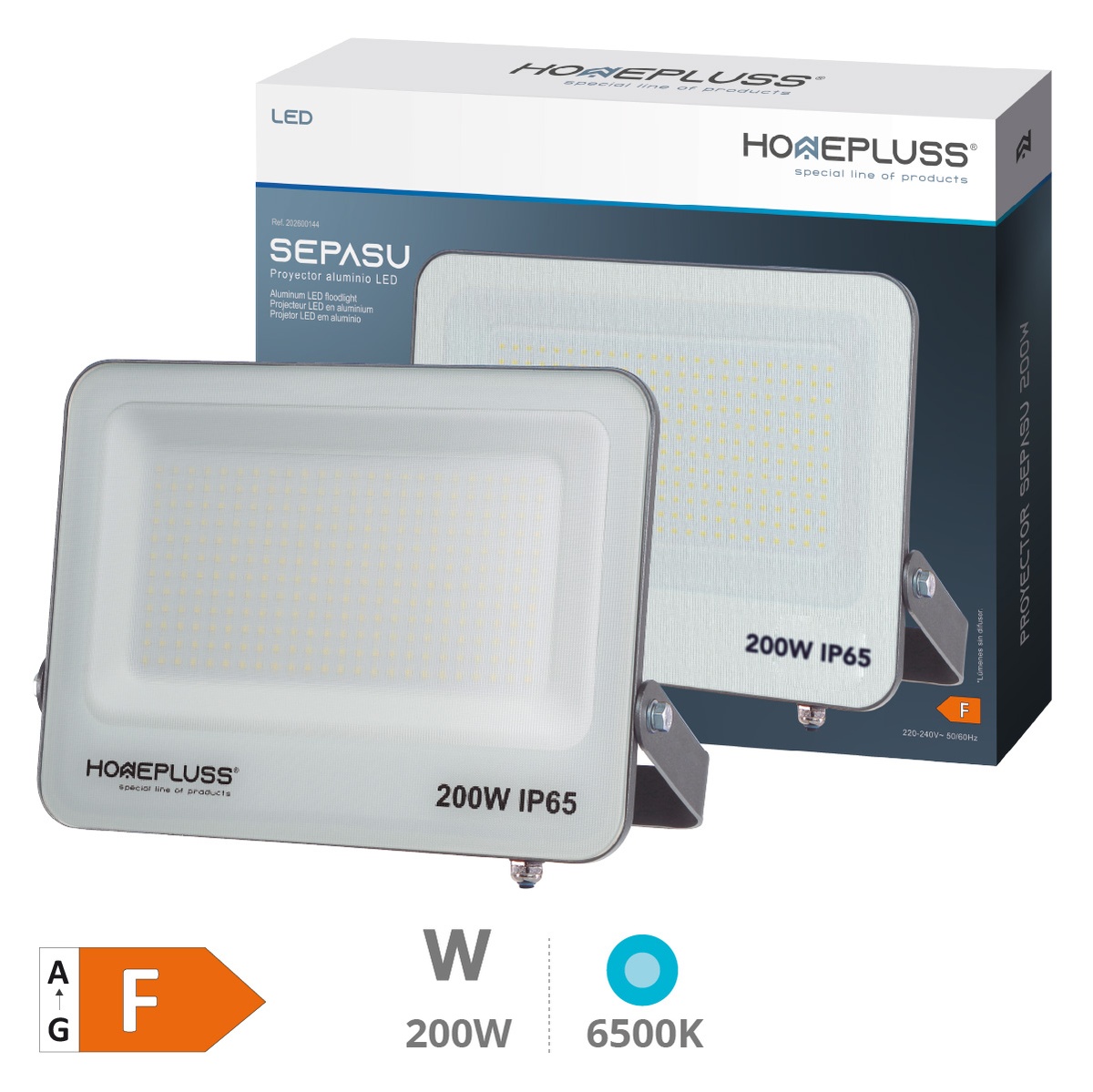 Sepasu aluminum LED floodlight 200W 6500K IP65 Grey