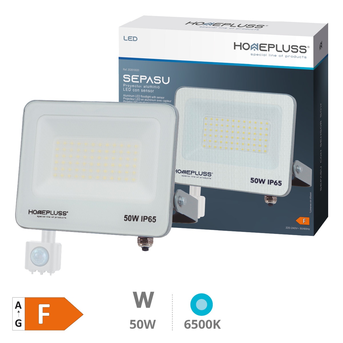 Sepasu Aluminum LED floodlight with sensor 50W 6500K IP65 Grey