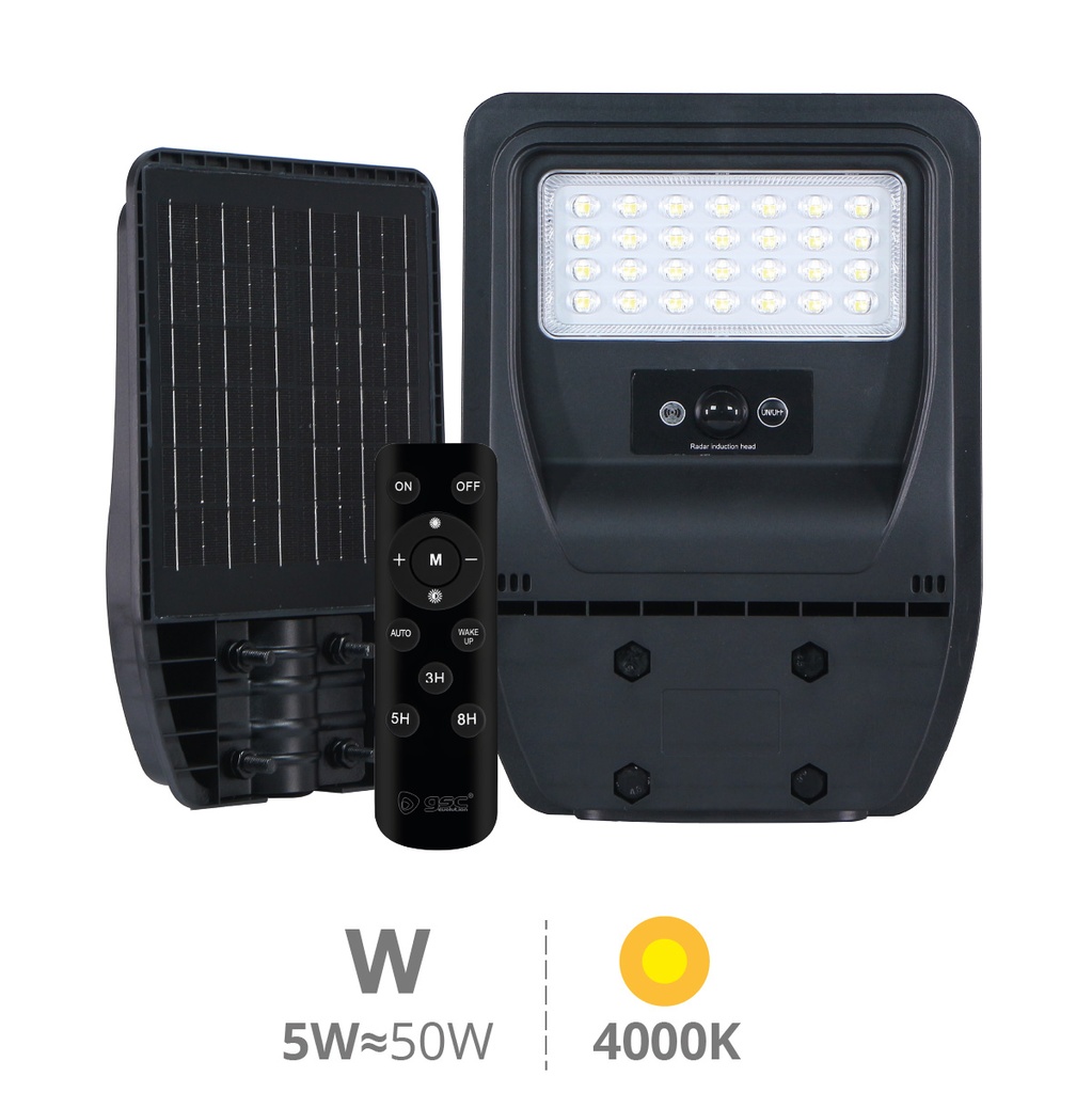 Candeeiro LED de rua solar Buat com sensor de movimento e luminosidade 5W 4000K IP65