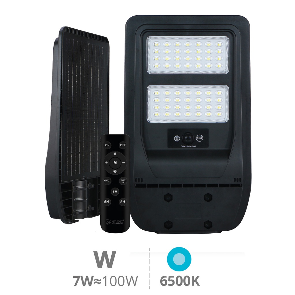 Farola solar LED Buat con sensor de movimiento y crepuscular 7W 6500K IP65