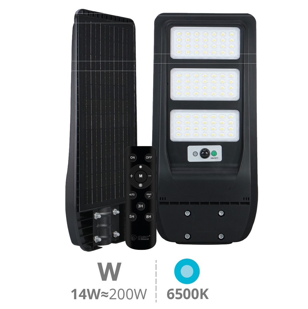 Candeeiro LED de rua solar Buat com sensor de movimento e luminosidade 14W 6500K IP65