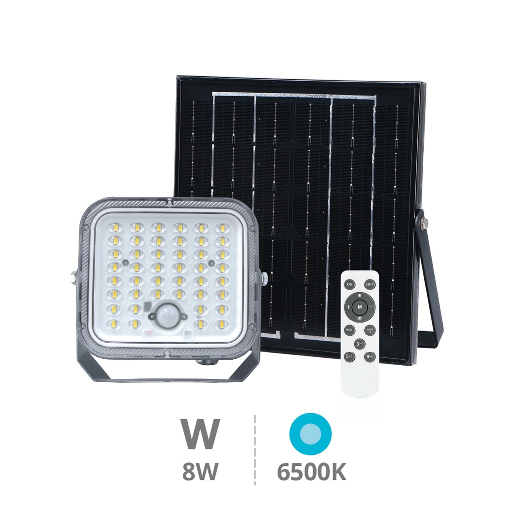 Projecteur solaire LED Pamol avec détecteur de mouvement et crépusculaire 50W 6500K IP65 Noir