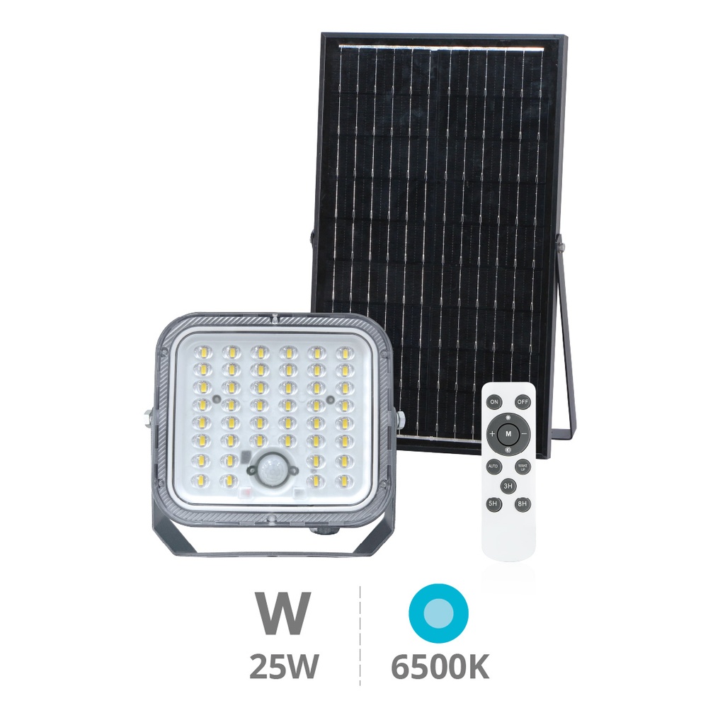 Proyector solar LED Pamol con sensor de movimiento y crepuscular 100W 6500K IP65 Negro