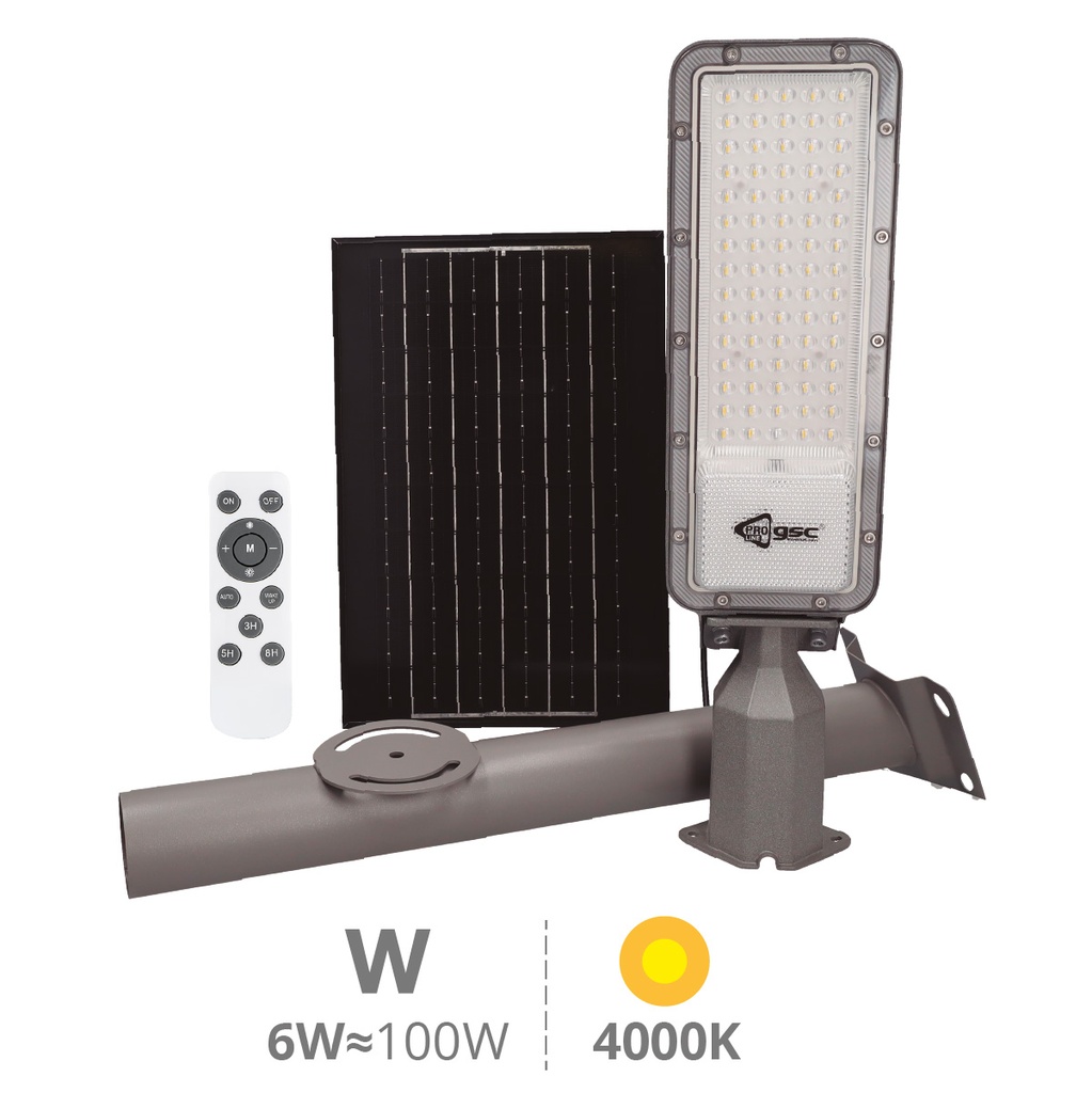 Candeeiro LED de rua solar Longbia 6W 4000K IP65 - Pro Line