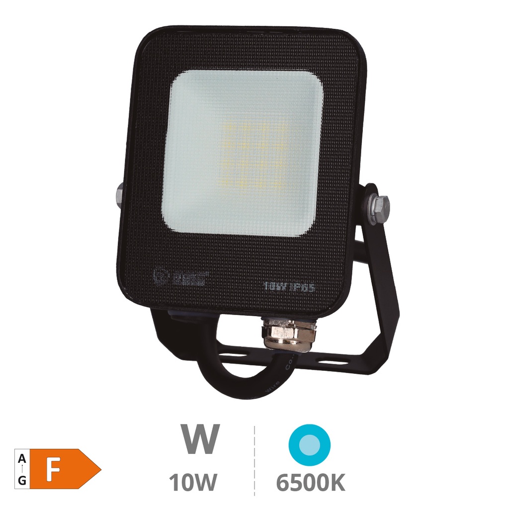 Proyector aluminio LED Santadi 10W 6500K IP65 Negro