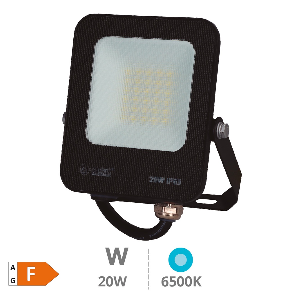 Projecteur aluminium LED Santadi 20W 6500K IP65 Noir
