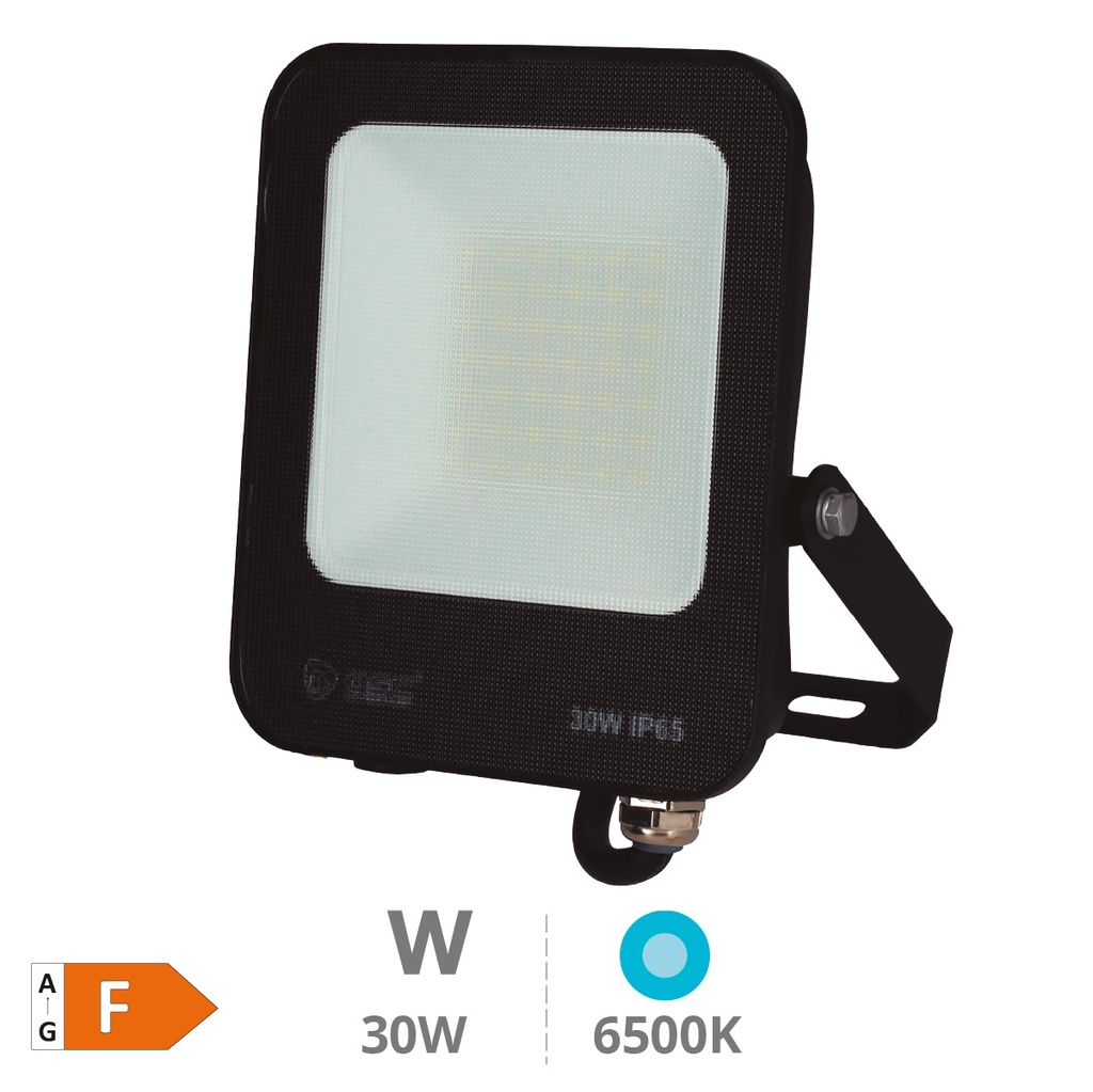 Projecteur aluminium LED Santadi 30W 6500K IP65 Noir