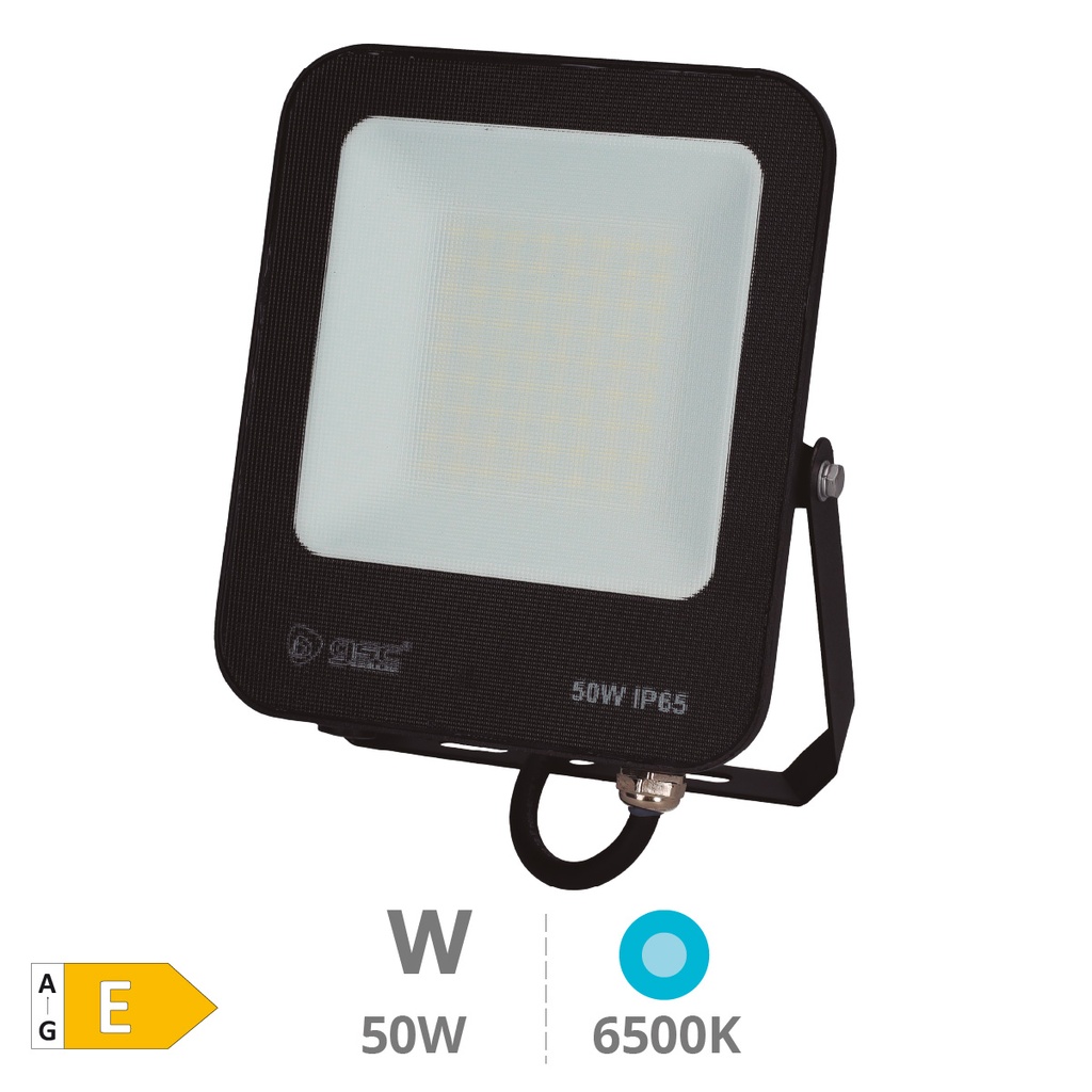 Projetor alumínio LED Santadi 50W 6500K IP65 Preto