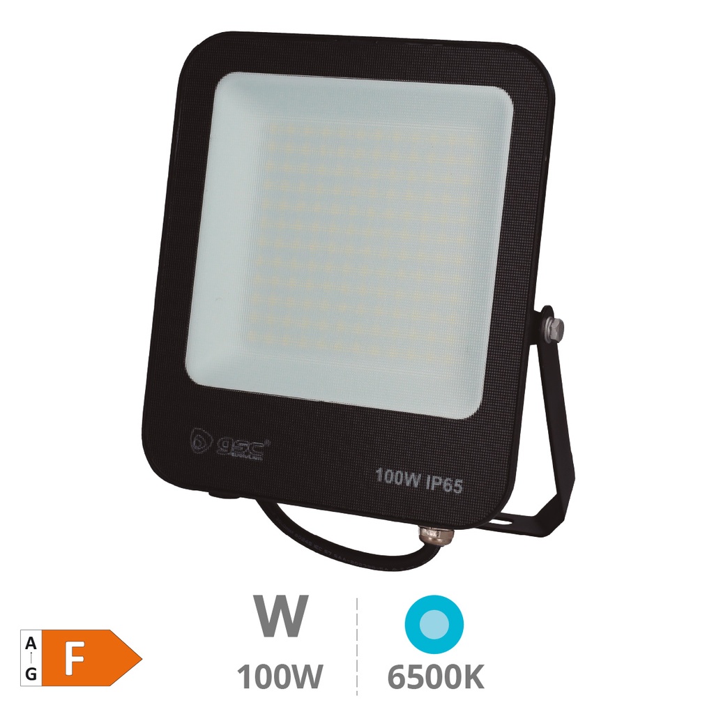Projecteur aluminium LED Santadi 100W 6500K IP65 Noir