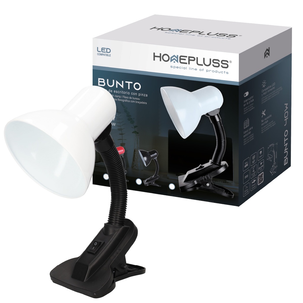 Bunto desk lamp with clamp E27 white