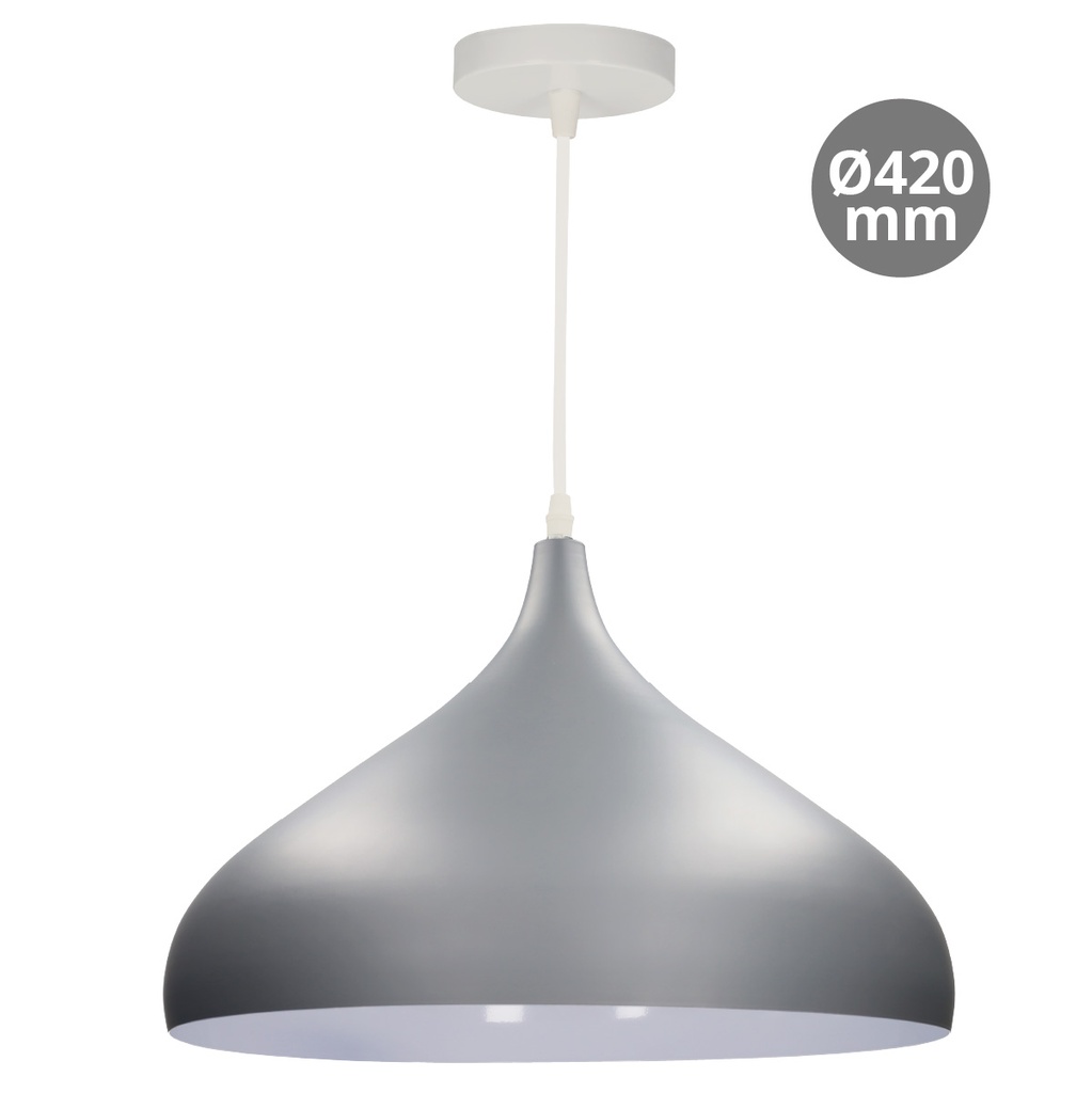 Lâmpada de teto pendente Série Nola E27 Ø420mm Cinzento