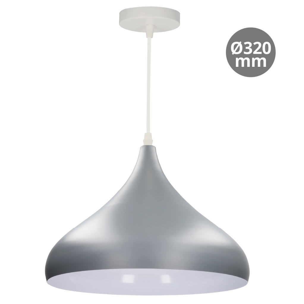 Lâmpada de teto pendente Série Nola E27 Ø320mm Cinzento