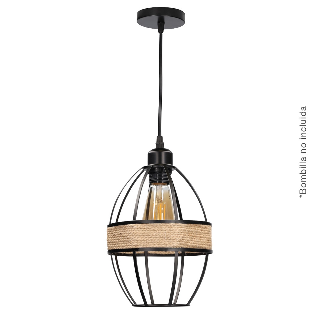 Lâmpada de teto pendente Takum E27 Ø150mm Preto
