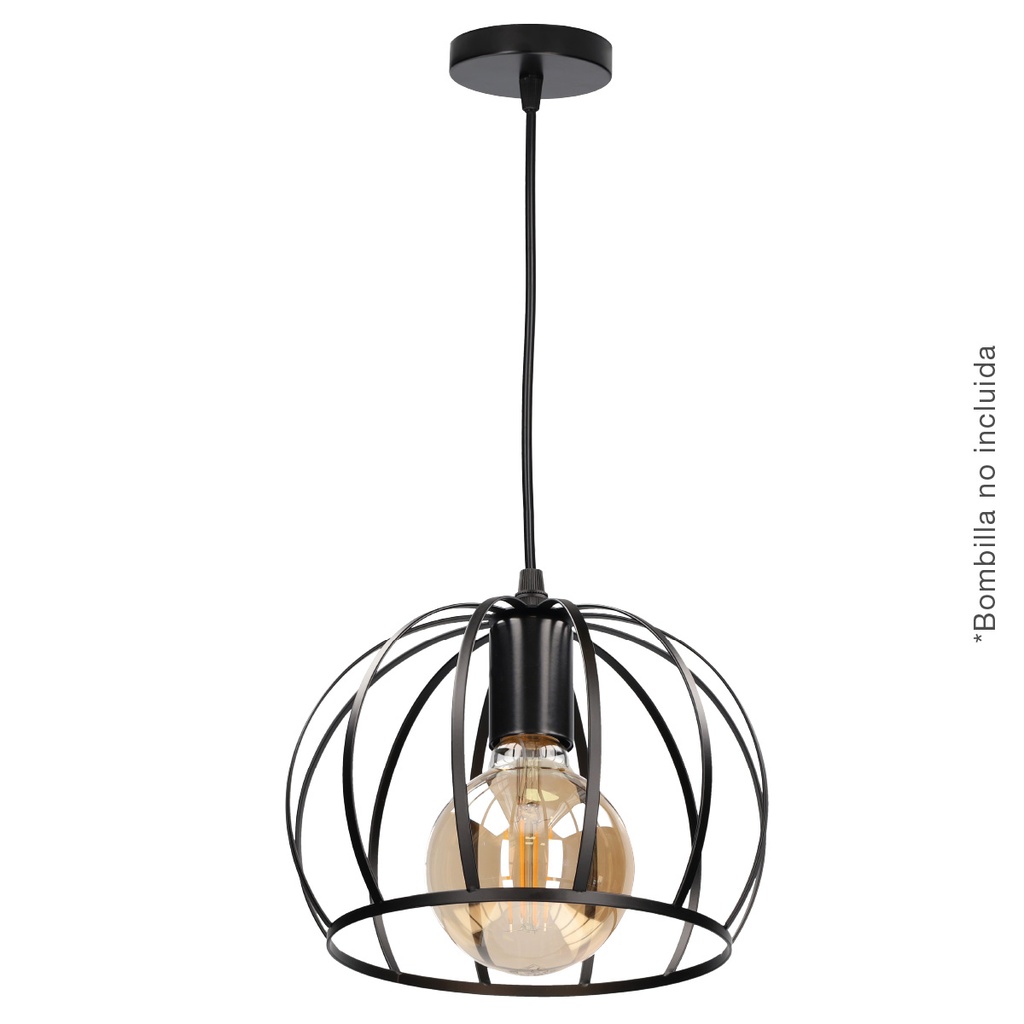 Lâmpada de teto pendente Série Carnot redonda E27 Ø190mm Preto