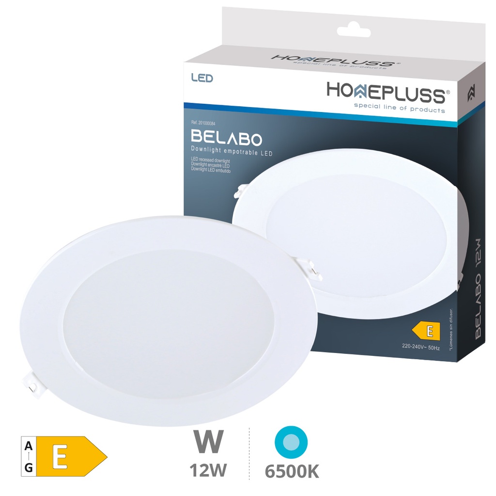 Downlight empotrable LED redondo Belabo 12W 6500K Blanco