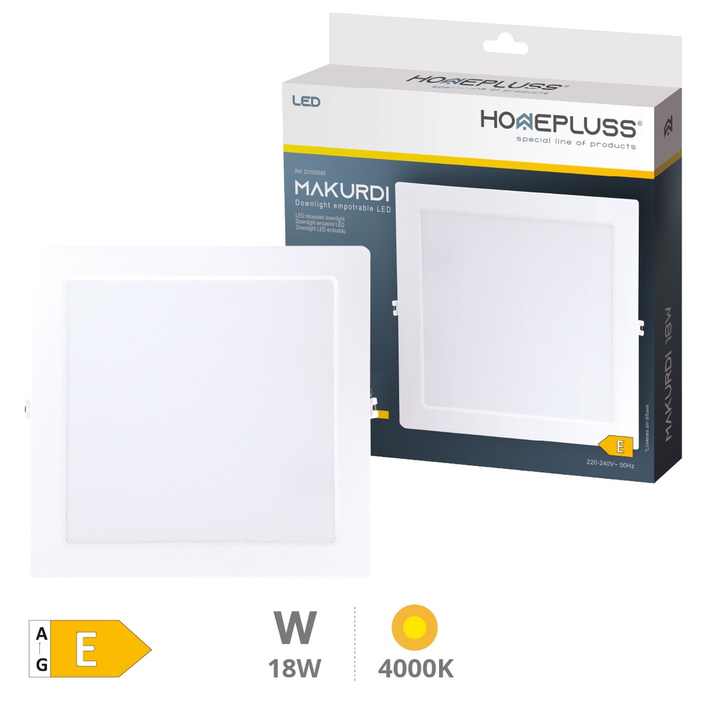 Makurdi squared recessed downlight 18W 4000K White