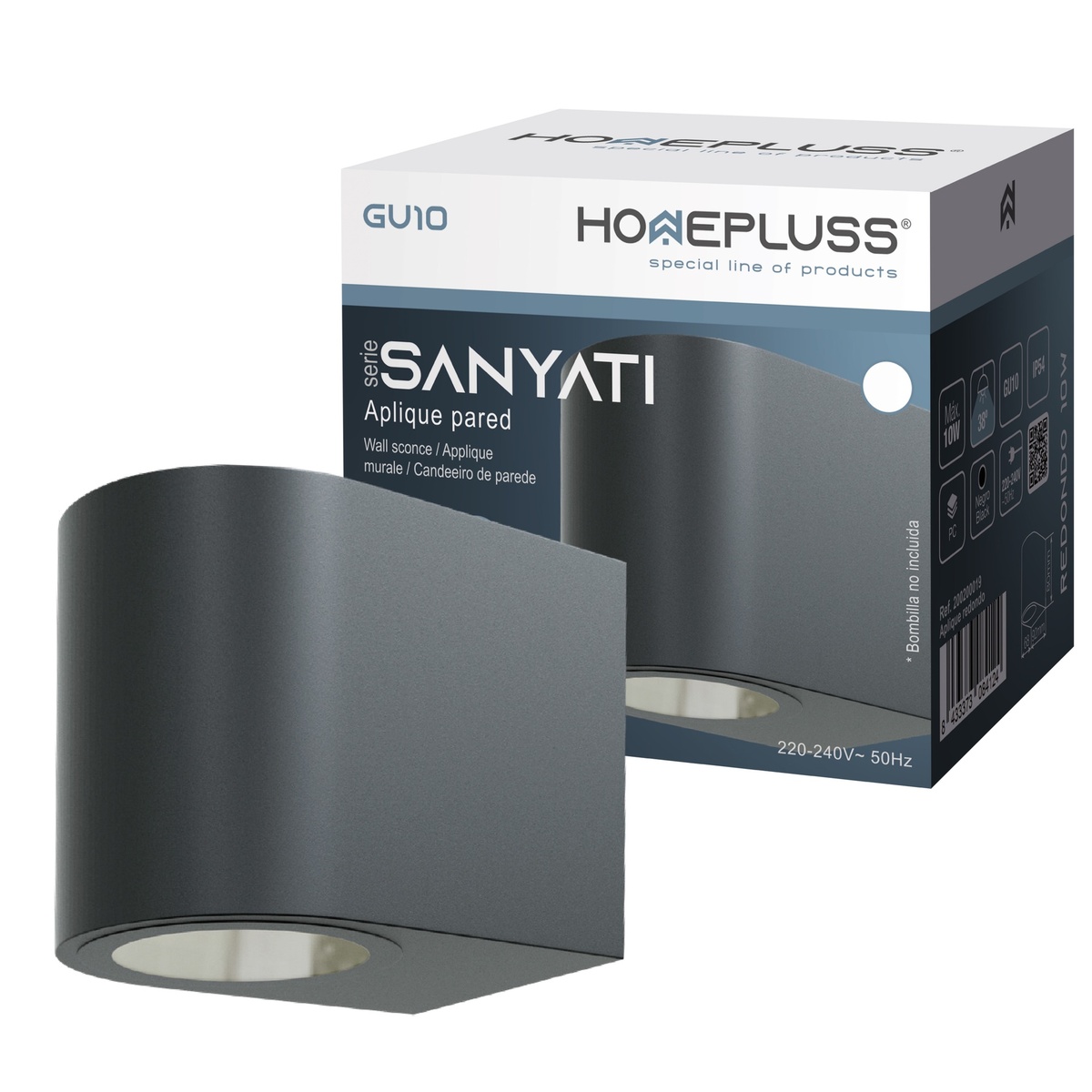 Sanyati Series round wall llamp 1 light GU10 Max. 10W IP54 Black