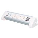 Base múltiple sobremesa 3T + 1 USB A + 1 USB Tipo C + Int (3x1.5mm) 1,4M Blanco
