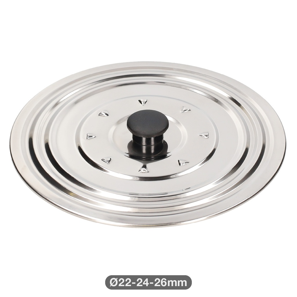 Couvercle universel en acier inoxydable pour casseroles et poêles Ø22 - 24 - 26 cm