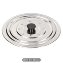 Couvercle universel en acier inoxydable pour casseroles et poêles Ø22 - 24 - 26 cm