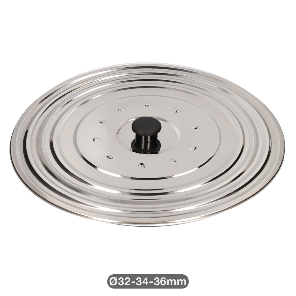 Tampa universal de aço inox para panelas e frigideiras Ø32 - 34 - 36 cm