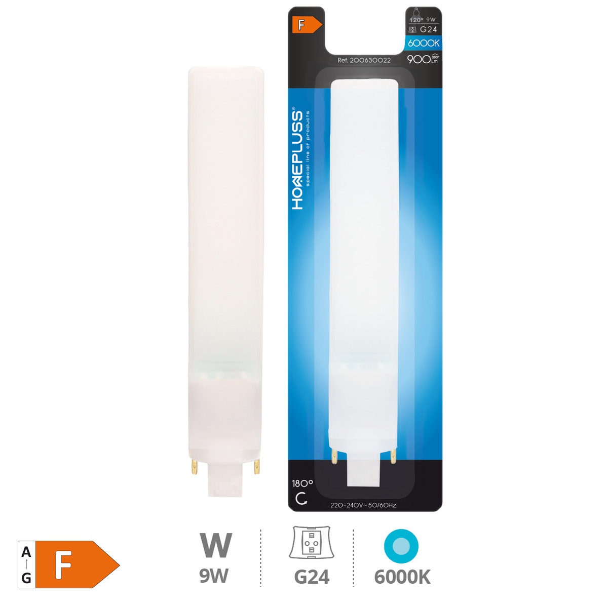 PL LED lamp 9W G24 6000K - 5u retractable