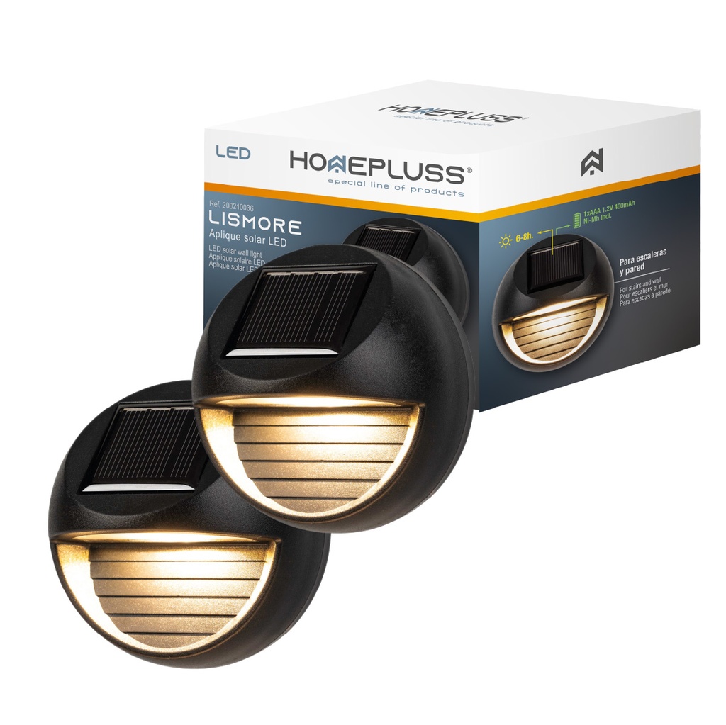 Pack 2 appliques solaires LED Lismore avec détecteur de crépuscularité Lumière chaude