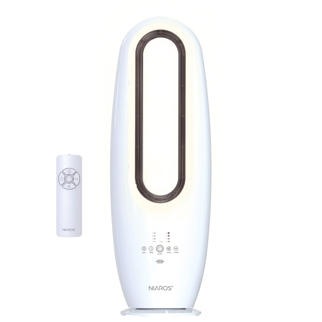 Molian tower fan without blades with light and remote control 70W White