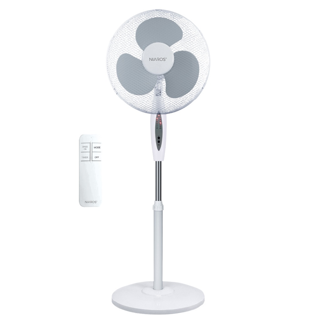 Ventilador de pé Riesi com controlo remoto e temporizador Ø43cm 45W Branco