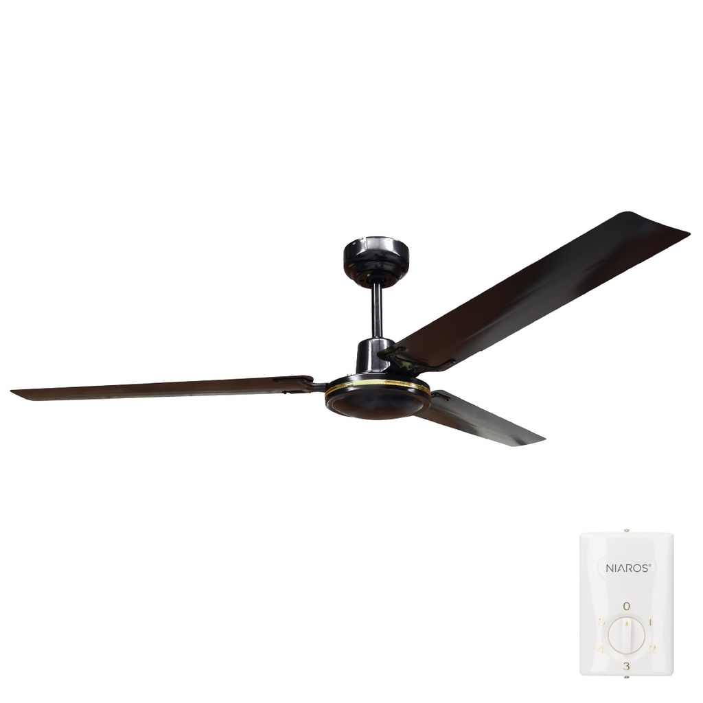 Ventilador techo Saltok con mando Ø142 3 aspas Negro