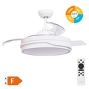Ventilador techo Lentini con luz CCT regulable y mando Ø107 3 aspas retráctiles DC Blanco