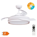 Lentini ceiling fan with dimmable CCT and remote control Ø107 3 retractable blades DC White