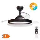 Ventilador techo Oliveri con luz CCT regulable y mando Ø107 3 aspas retráctiles DC Negro