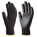 Guante poliéster y poliuretano Negro - Talla 7